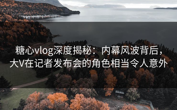 糖心vlog深度揭秘：内幕风波背后，大V在记者发布会的角色相当令人意外