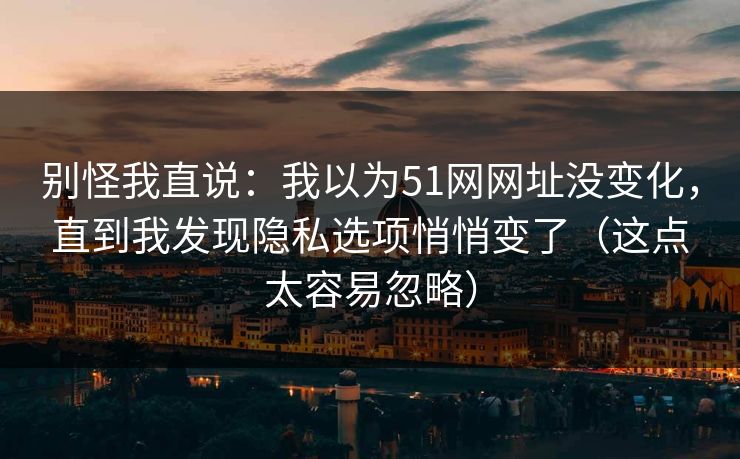 别怪我直说：我以为51网网址没变化，直到我发现隐私选项悄悄变了（这点太容易忽略）